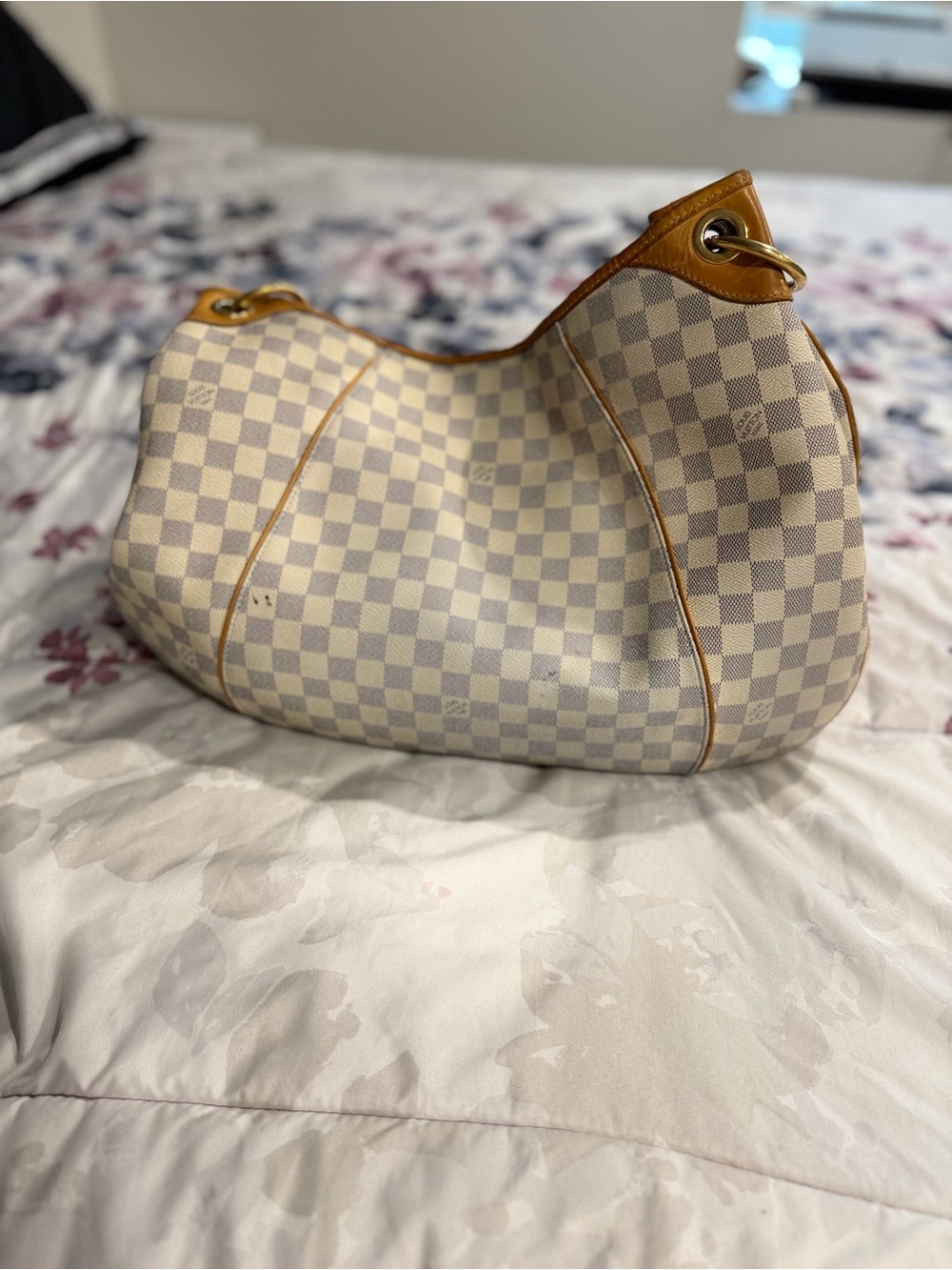 Auth LV Designer-Inspired Cream Checkered Shoulder Bag custom Smurfette Artwork - Picture 3 of 5